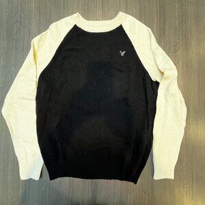 american eagle mens classic fit sweater black cream large